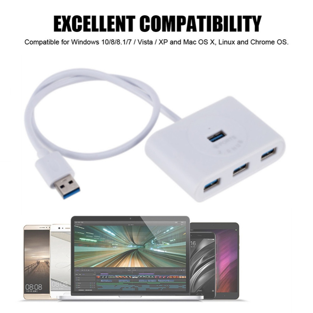 Computer Extender 4 Ports USB 3.0 HUB Concentrator white - Image 3