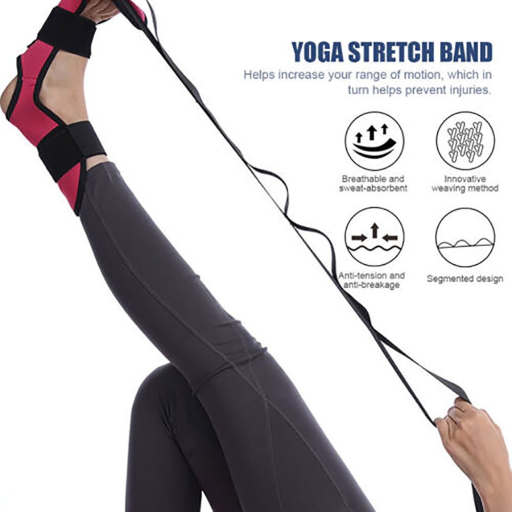 Fitness Yoga Ligament Stretch Belt Breathable Rehabilitation Training Strap Foot Leg black - Image 3