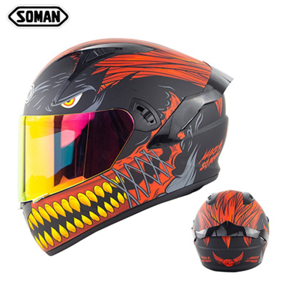 Motorcycle Helmet Anti-Fog Lens sith Fast Release Buckle and Ventilation System Wearable Ergonomic Black red iron teeth copper teeth_L - Image 2