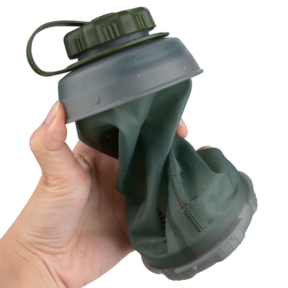 750ml Outdoor Water Bottle Multi-color Portable Collapsible Tpu Soft Kettle For Sports Camping Running Army Green - Image 3