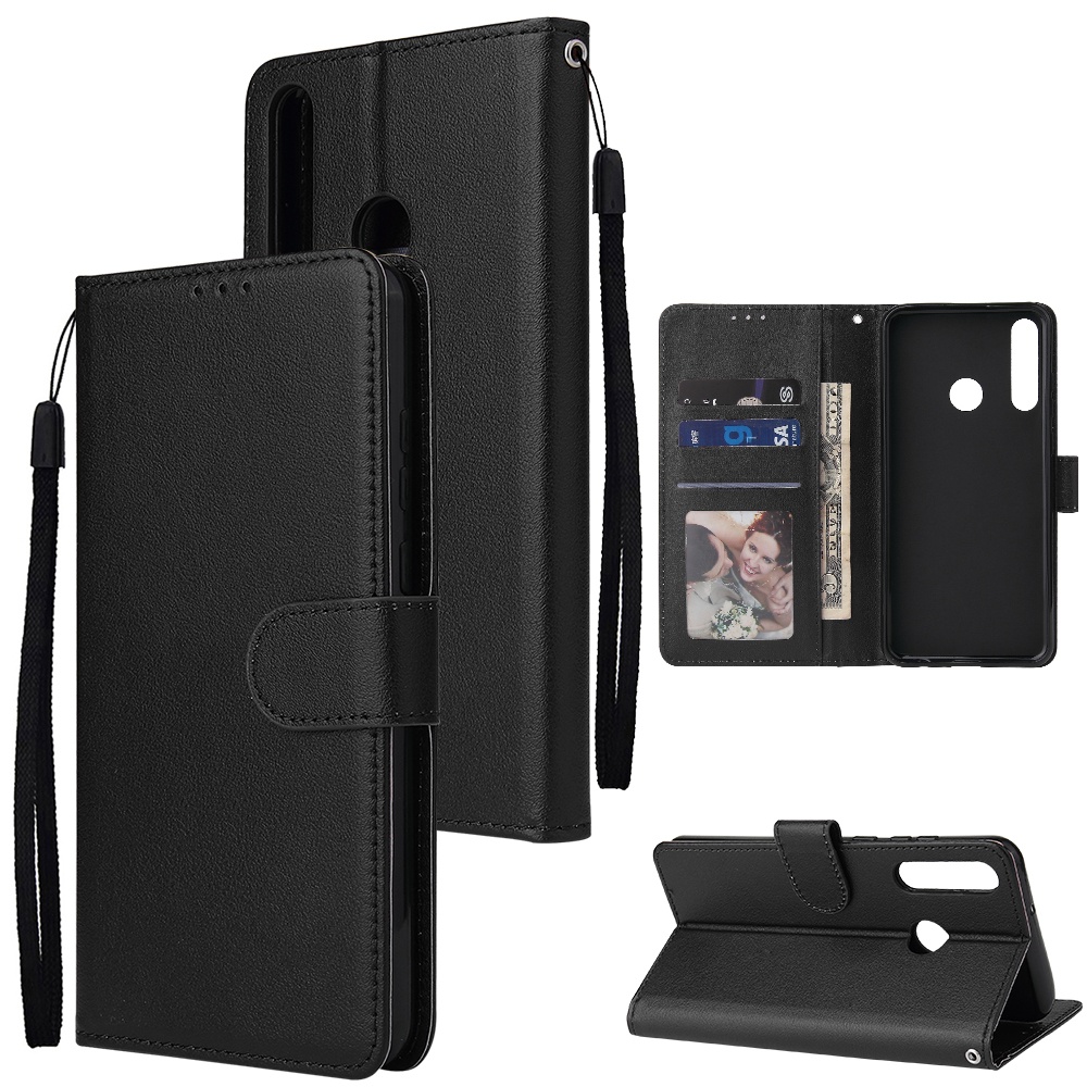 For HUAWEI PSmart 2020/Y5P/Y6P PU Leather Mobile Phone Cover with 3 Cards Slots Frame black - Image 3