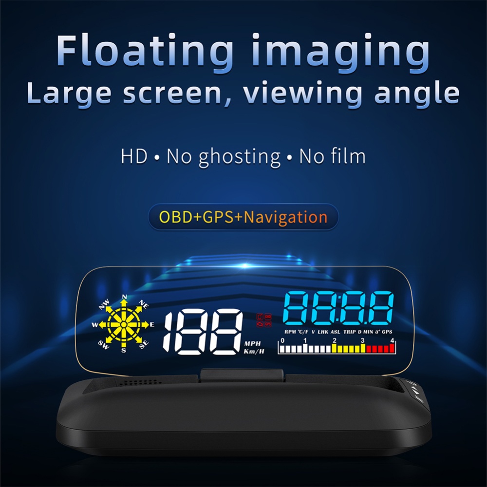 Car Hd Hud Head-up Display Gps Digital Obd Windscreen Modified Navigation Projector black - Image 2