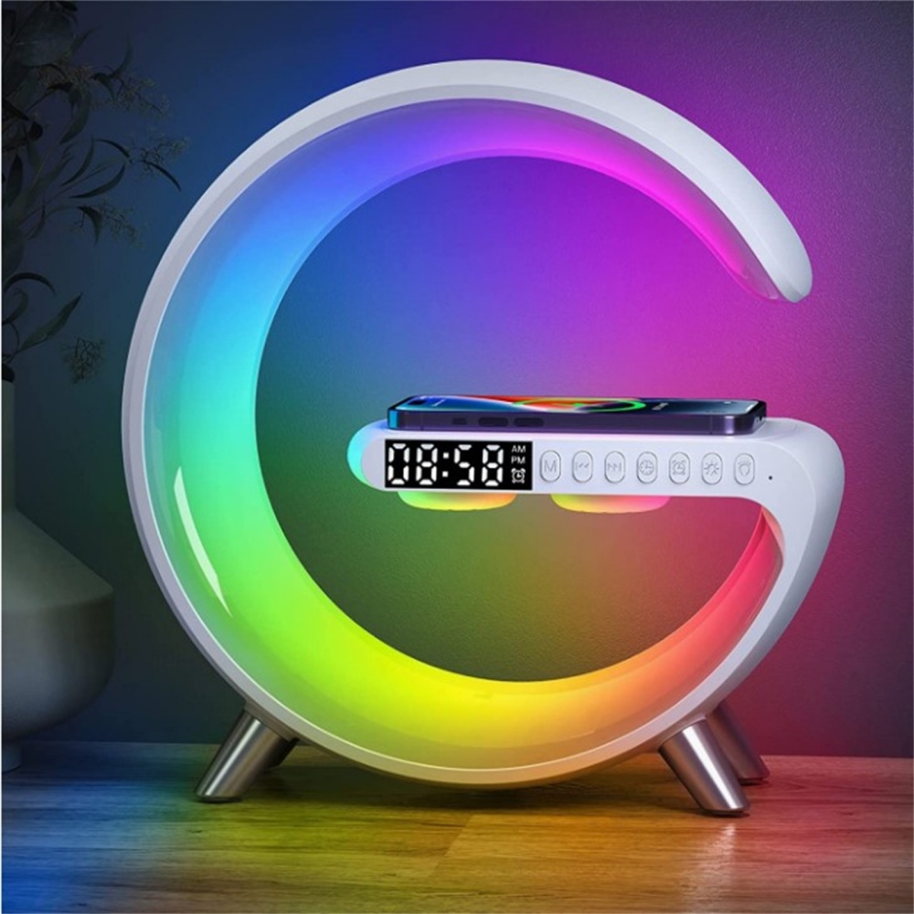 Smart Wake Up Light Alarm Clocks with App Sunrise Clock 15w Fast Wireless Charger for Heavy Sleepers White - Image 3