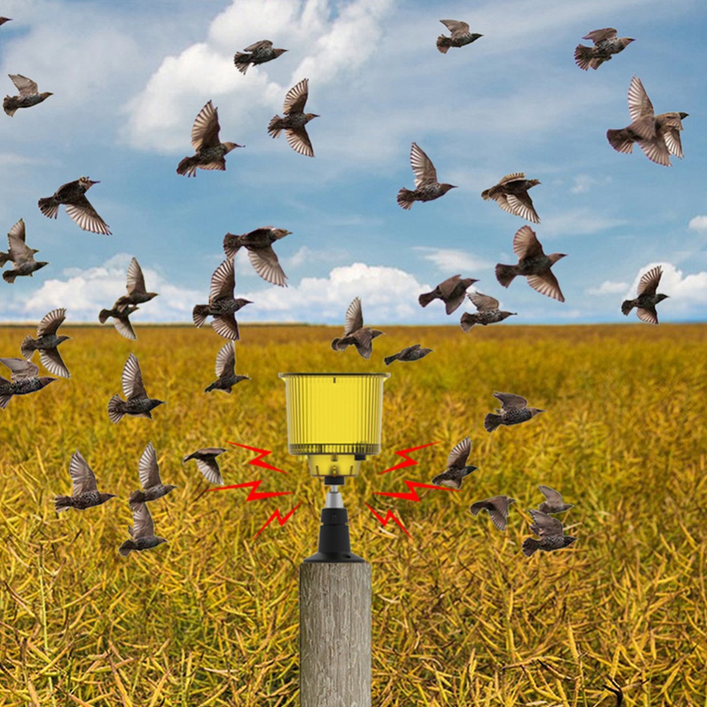 Outdoor Solar Bird Repellent High Volume Brightness Alarm Security Siren For Villa Farm Yard Garden N911R yellow shell - Image 2