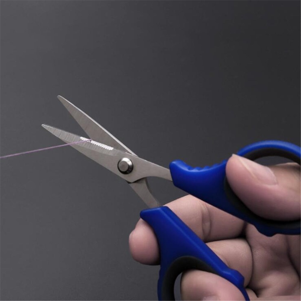 Stainless Steel Fishing Pliers Scissors Braid Line Cutter with Hook Remover blue - Image 3