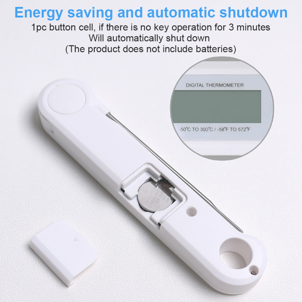 Kitchen Food Thermometer Foldable Design High Precision Temperature Resistant Digital (without Battery) White - English - Image 3