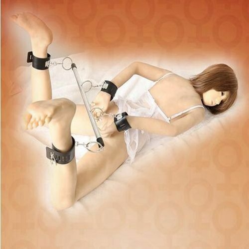 Lockable Bondage Hand+Leg Slave Spreader Bar Wrist Ankle Cuffs Restraints Toy Black - Image 3