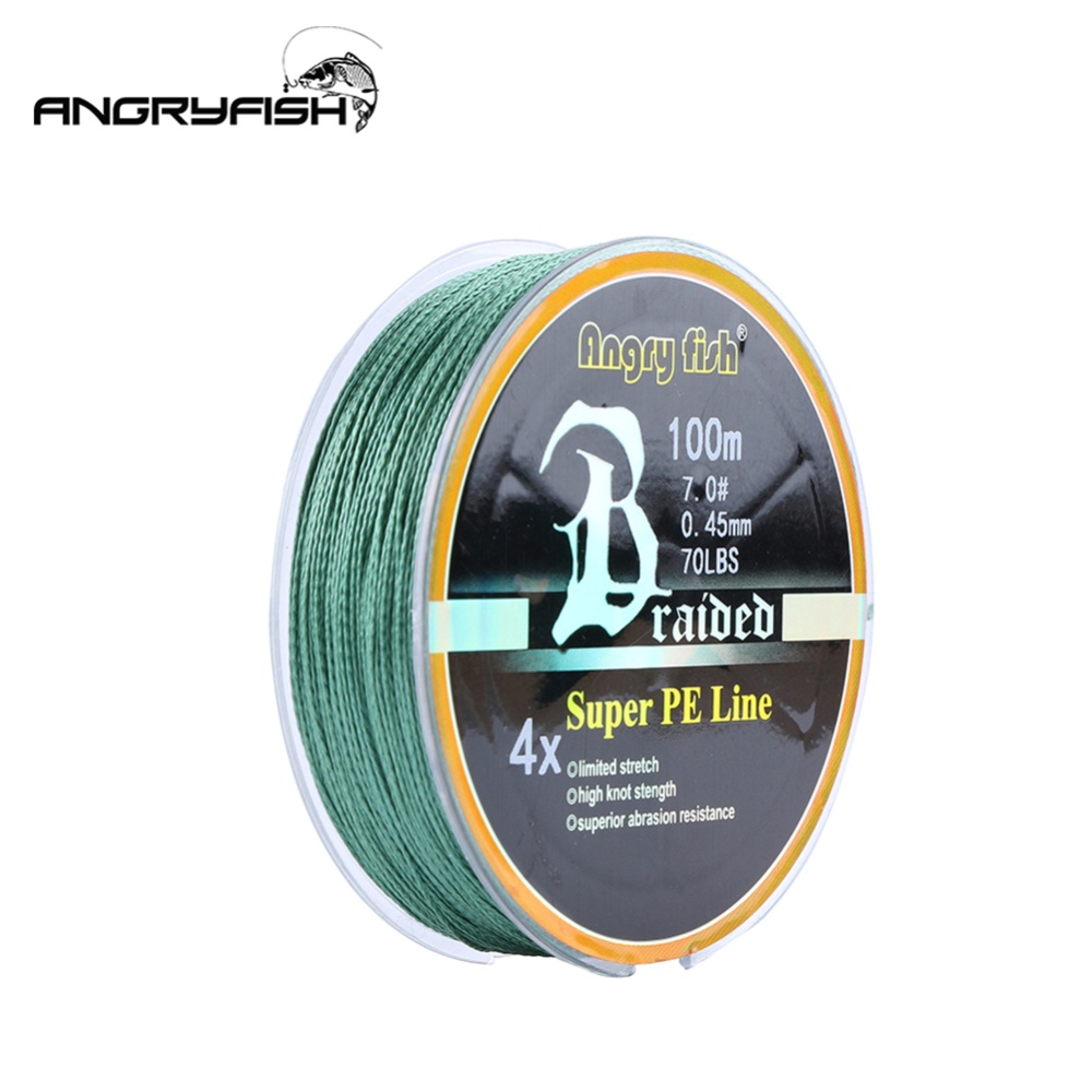 ANGRYFISH Diominate PE Line 4 Strands Braided 100m/109yds Super Strong Fishing 10LB-80LB Dark Green 5.0#: 0.37mm/50LB - Image 3