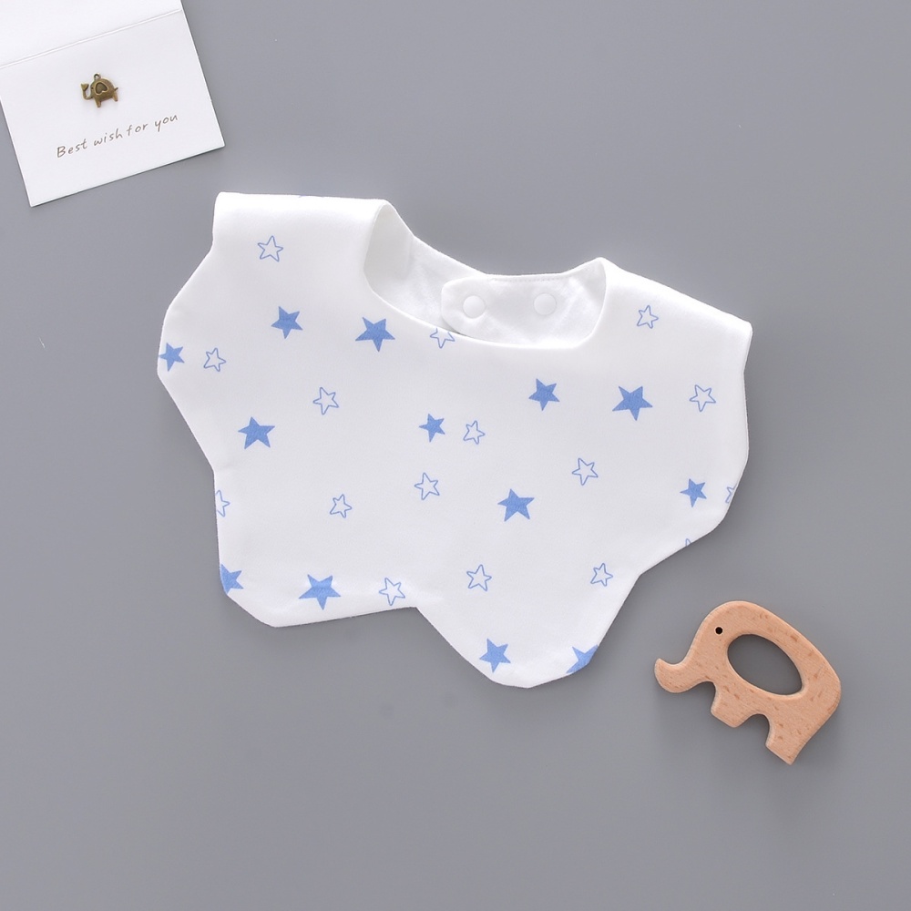 Newborn Saliva Towel Cute Cartoon Printing Petal Bibs Cotton Waterproof Adjustable Bib For Baby Aged 0-1 Sparkling five-star - Image 2