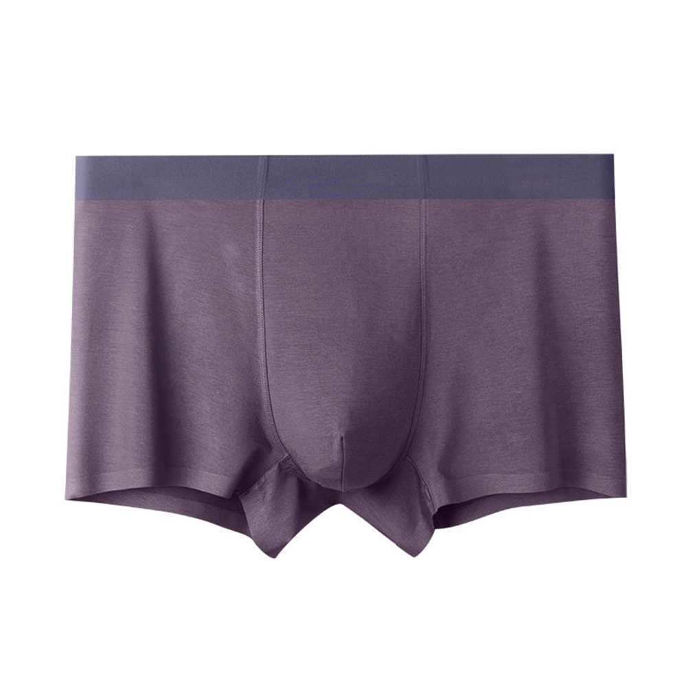 Men Underwear Plus Size Loose Modal Seamless Underpants Middle Waist Solid Color Breathable light purple L (45-57.5kg) - Image 2