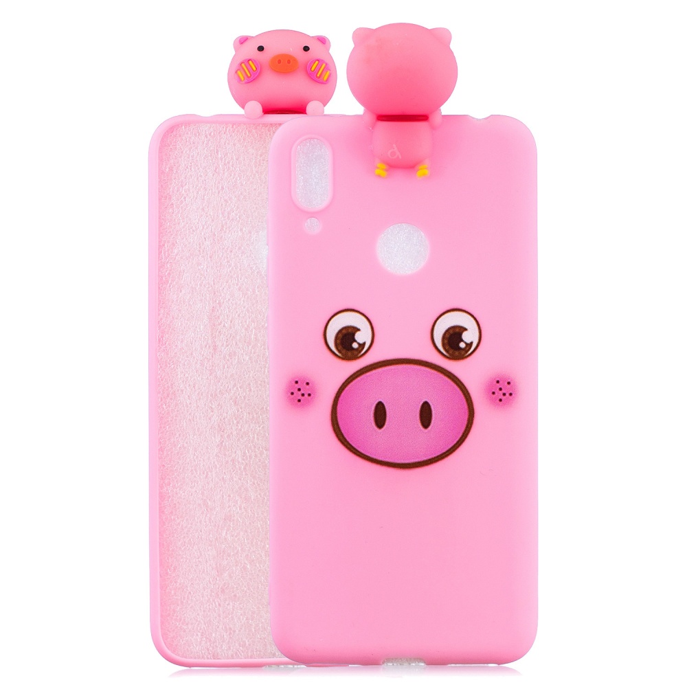 For Huawei Y6 2019 3D Cartoon Lovely Coloured Painted Soft TPU Back Cover Non-slip Shockproof Full Protective Case Small pink pig - Image 3