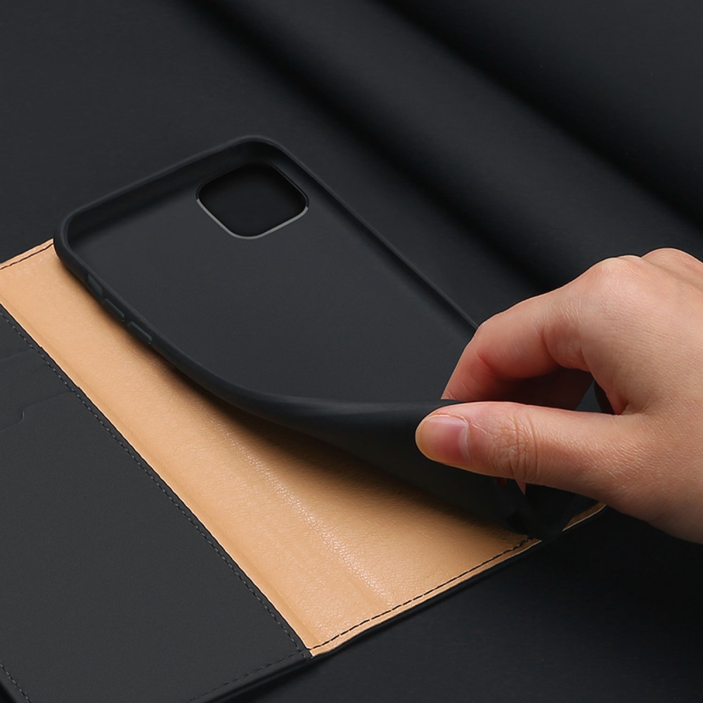 DUX DUCIS for iPhone 11 pro MAX 2019 Luxury Genuine Leather Magnetic Flip Cover Full Protective Case with Bracket Card Slot black - Image 3