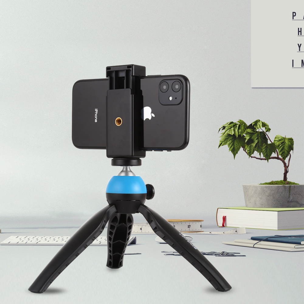 Phone Clamp Quick Release Clip Tripod Mount with 1/4 inch Screw Hole for Smartphone black - Image 3