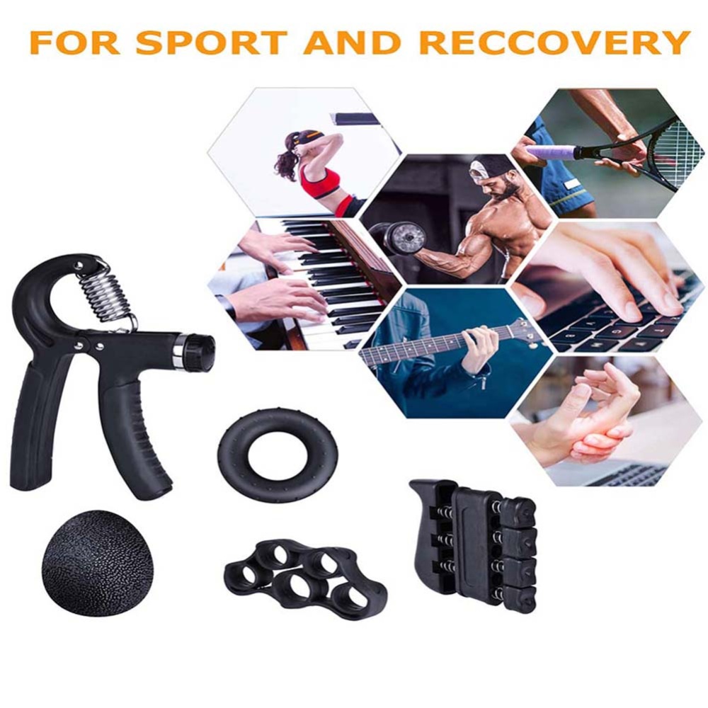 Adjustable Grip Device Set Ball Five-finger Training Finger Force Fitness black - Image 3