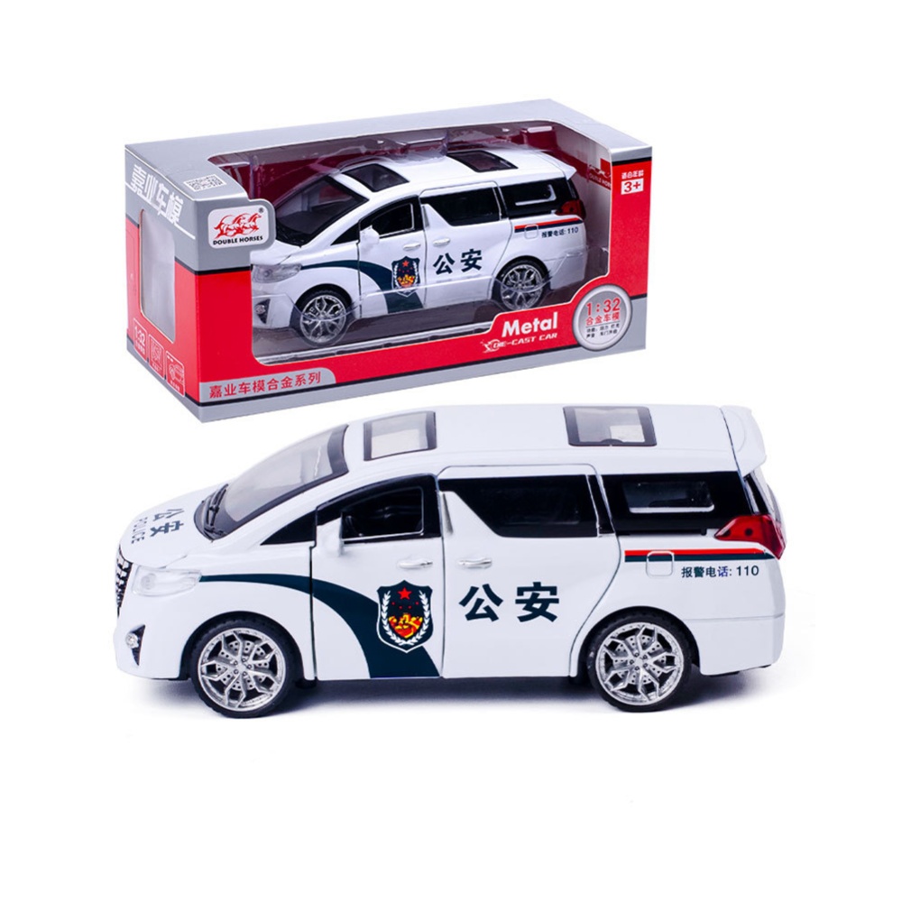 High Simitation 1:32 Police Car Model Children Vehicle Toy Alloy Metal Shell Pull Back Play Kids Birthday Gifts Home Decoration white - Image 3