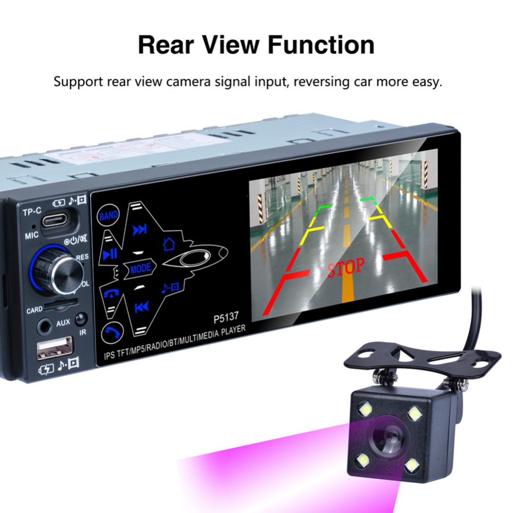 Car Radio 3.8-inch Ips Full Touch-screen Mp5 Player Pm3 Bluetooth with 4 light camera - Image 2