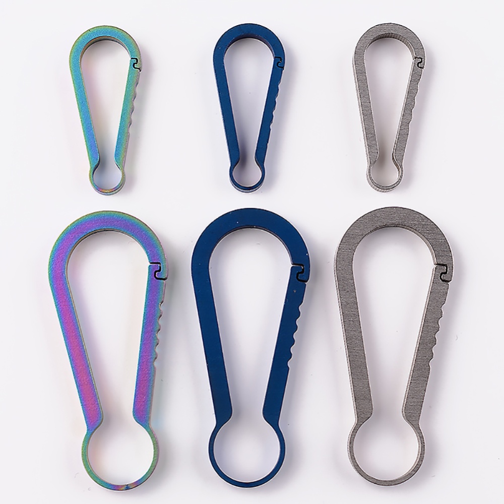 Titanium Alloy Mini Hang Buckle Hanging Elastic Push Button Key Ring EDC Backpack Blue (large size: 59mm long) - Image 3