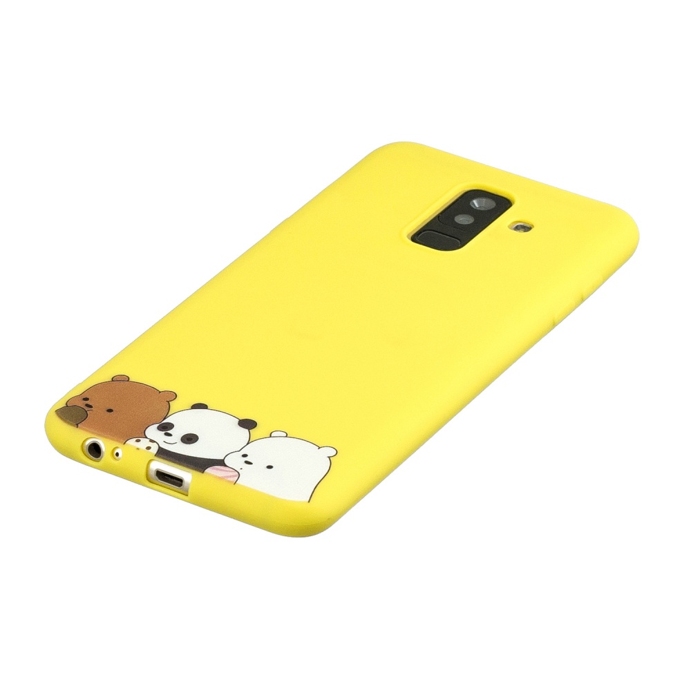 For Samsung A6 plus 2018 Cute Coloured Painted TPU Anti-scratch Non-slip Protective Cover Back Case with Lanyard yellow - Image 3