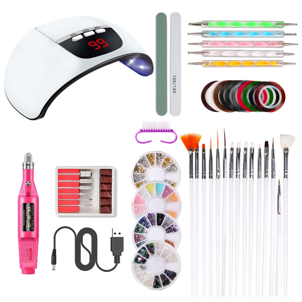 Nail Art UV Gel Lamp Manicure Set Kit Tools For Varnish Pusher 01W white - Image 2