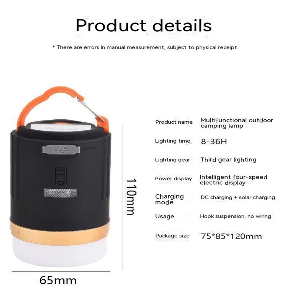 4800mah Portable Camping Lamp Rechargeable Remote Control Outdoor Waterproof Tent Light Flashlight Torch Black - Image 2