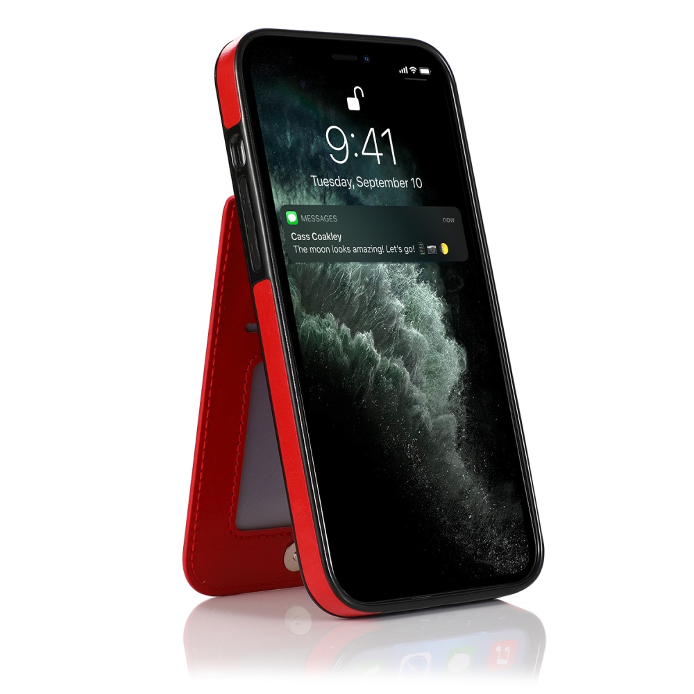 Mobile Phone Case Solid Color Plug-in Card Protective Cover For Iphone12 red_iphone12 mini 5.4 - Image 3