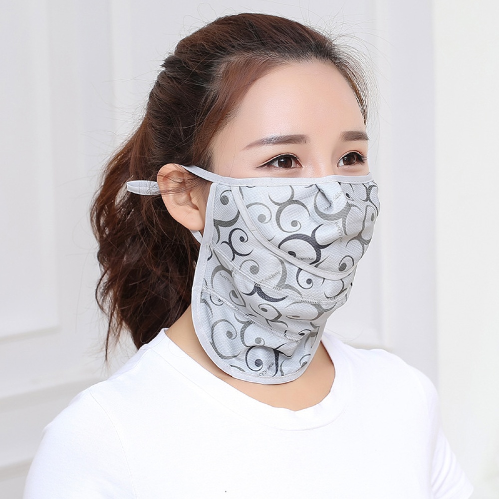 Outdoor Cycling Mask Anti-UV Adjustable Windproof Face Neck Cover Blue dot_One size - Image 2