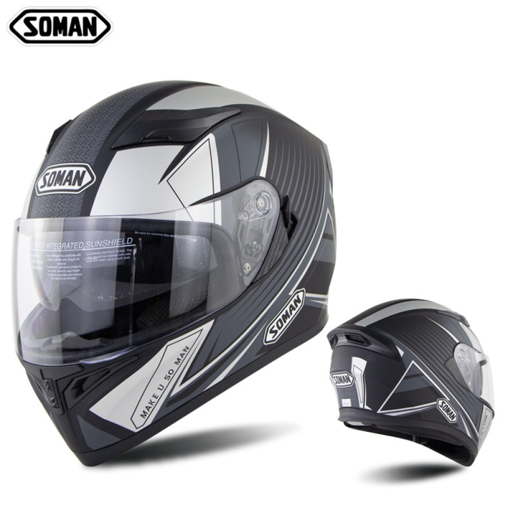 Full Face Motorcycle Helmet Sun Visor Dual Lens Moto Matte black_XXL - Image 3