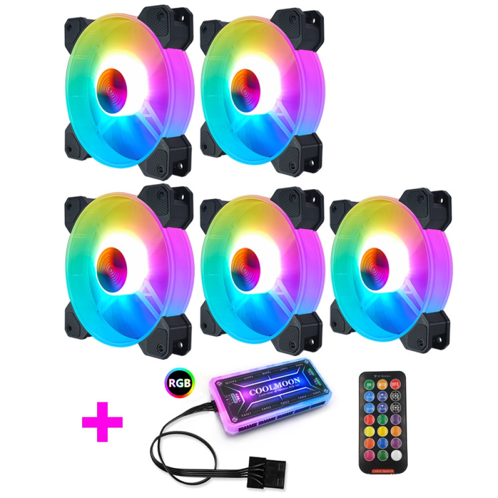 Adjustable Computer Cooling Fan Quiet 120mm RGB PC Case Cooler Fans for with Controller 1 fan + standard controller - Image 3