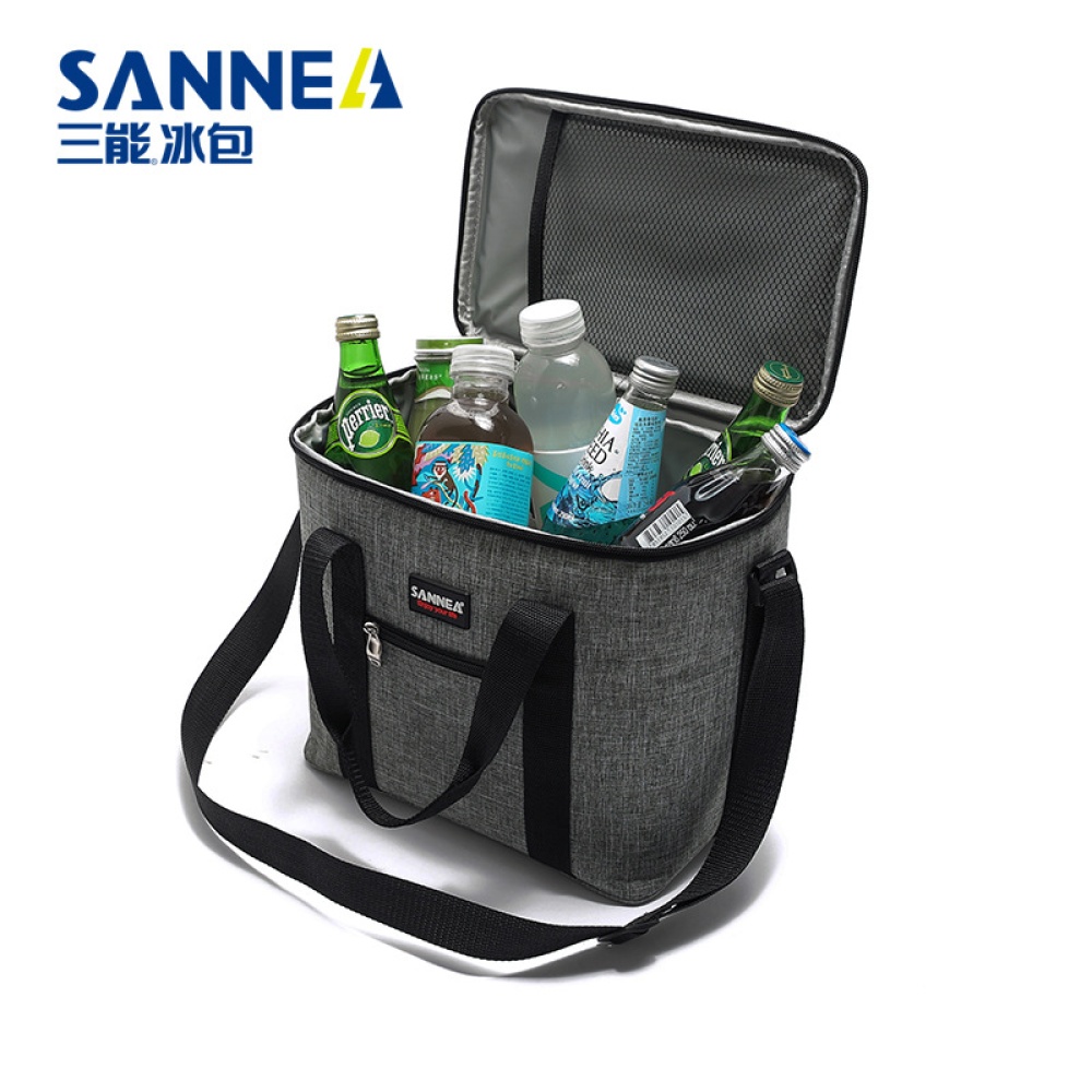 Portable Thermal Lunch Bag Shoulder Food Picnic Cooler Boxes Bags Insulated Storage Container Grey NEW - Image 3