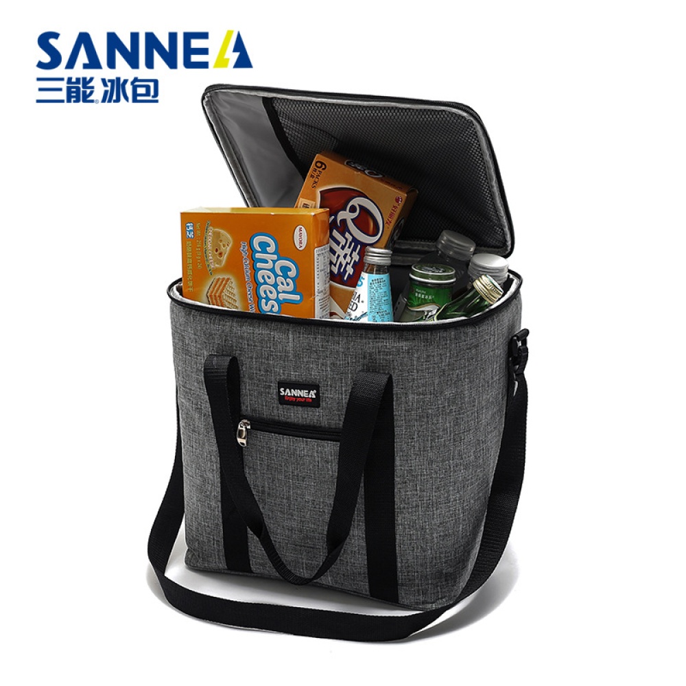 Portable Thermal Lunch Bag Shoulder Food Picnic Cooler Boxes Bags Insulated Storage Container Grey NEW - Image 2