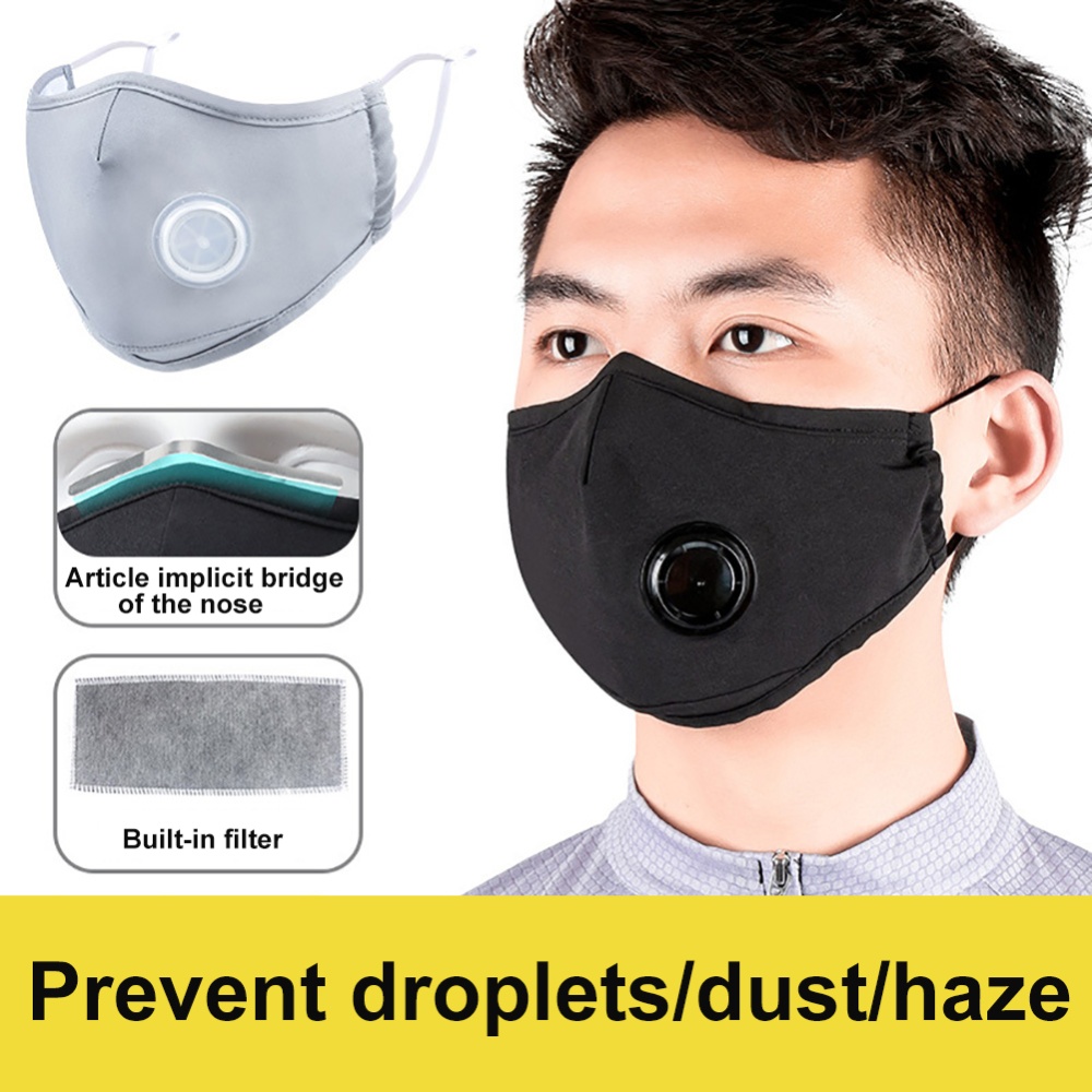 Anti PM2.5 Mask Breathing Haze Valve Dust Proof Mouth Face Activated Carbon Filter Respirator Mouth-muffle light gray_Free size - Image 2