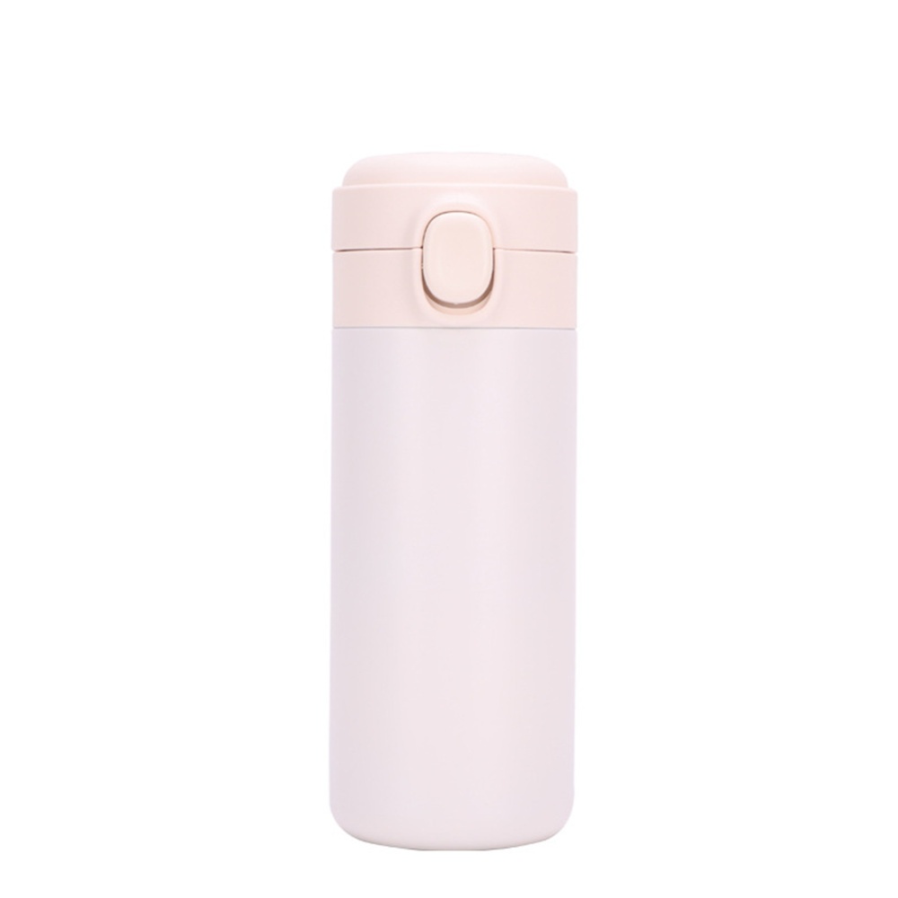 Portable Thermos Bottle Stainless Steel Insulated Water Cup With Button creamy-white
