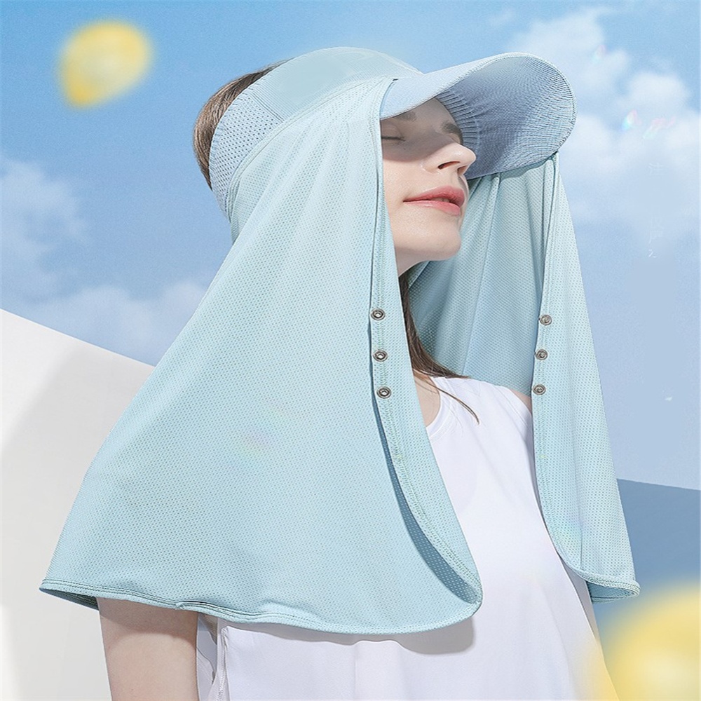 Ice Silk Sun Visor Face Cover Sunscreen Shawl For Outdoor Activities Cherry blossom Pink - Image 3