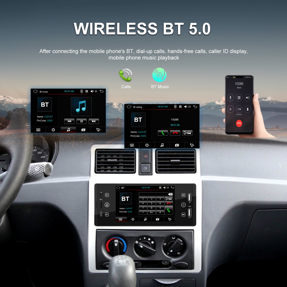 Sw150 Car Radio 1 Din Mp5 Player with RC 5-inch HD Tps Touch Screen Bluetooth Kit Standard Camera - Image 2