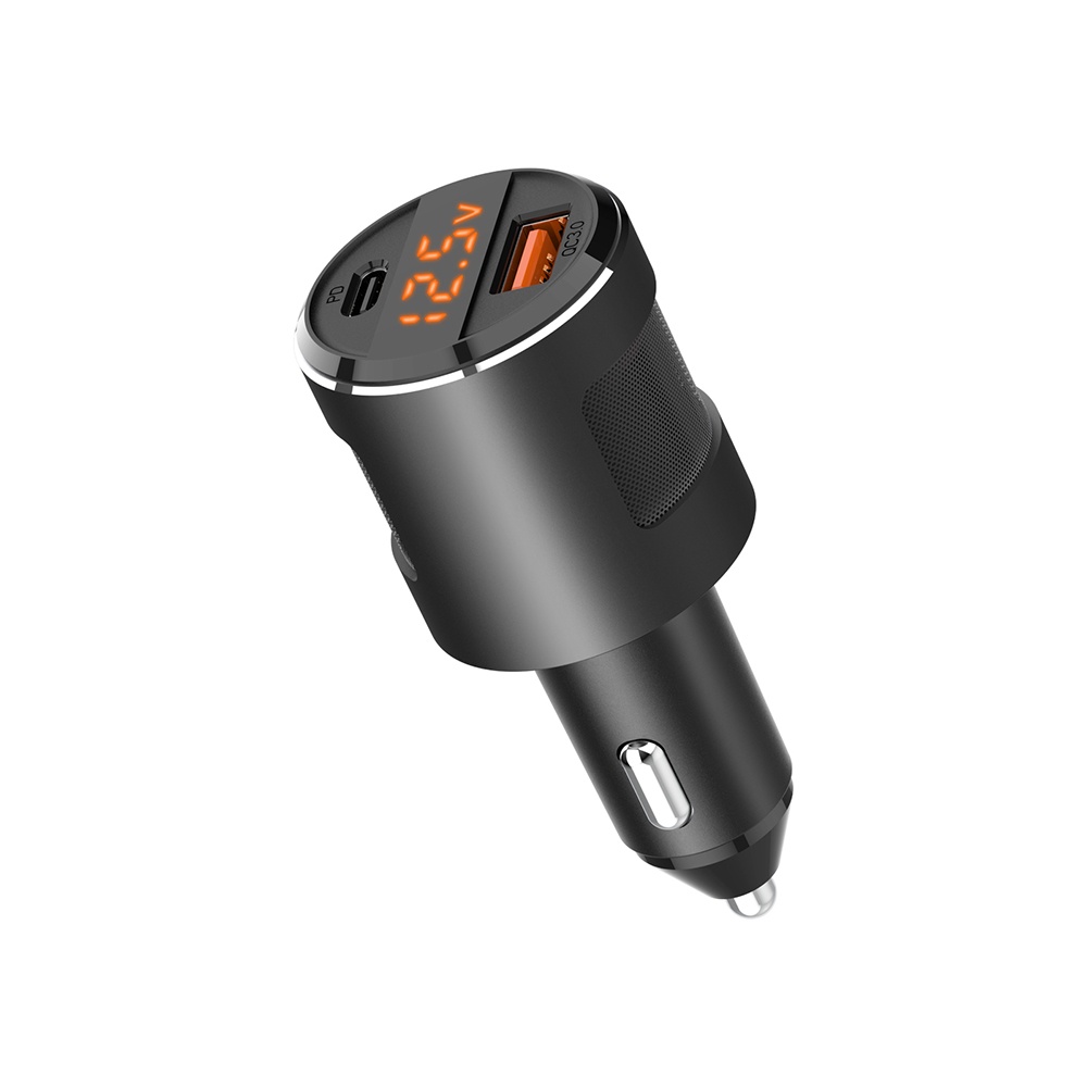 Car Charger Qc3.0+pd High-power Vehicle 65w With Digital Display Twin Ports black - Image 2