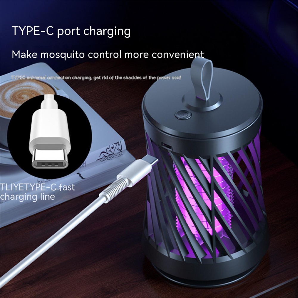 5w Portable Led Mosquito Lamp Usb Rechargeable Low Noise Killer For Home Patio Backyard Gray [USB Charging Model] - Image 3