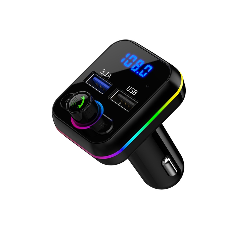 Car Mp3 Music Player Bluetooth-compatible V5.0 Hands Free Call USB U Disk Fm Transmitter Fast Charger black - Image 3