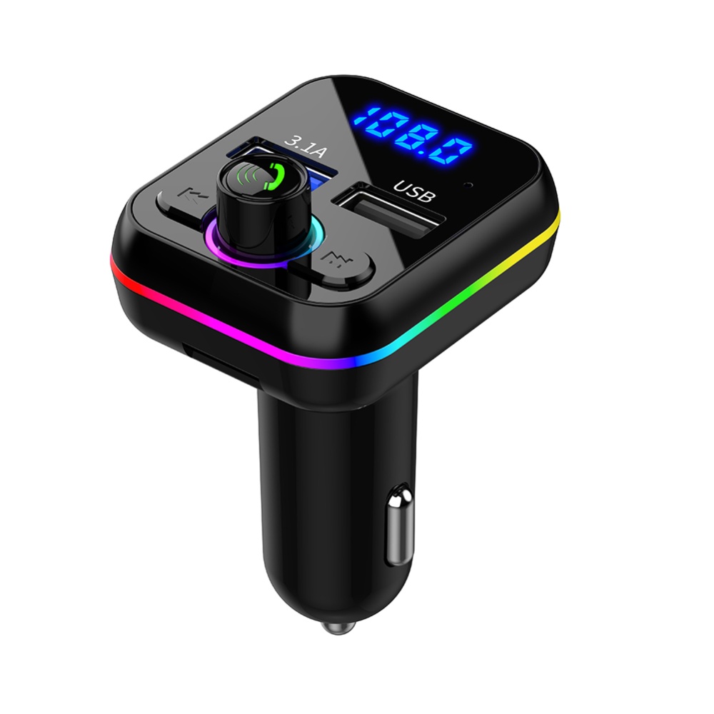 Car Mp3 Music Player Bluetooth-compatible V5.0 Hands Free Call USB U Disk Fm Transmitter Fast Charger black - Image 2