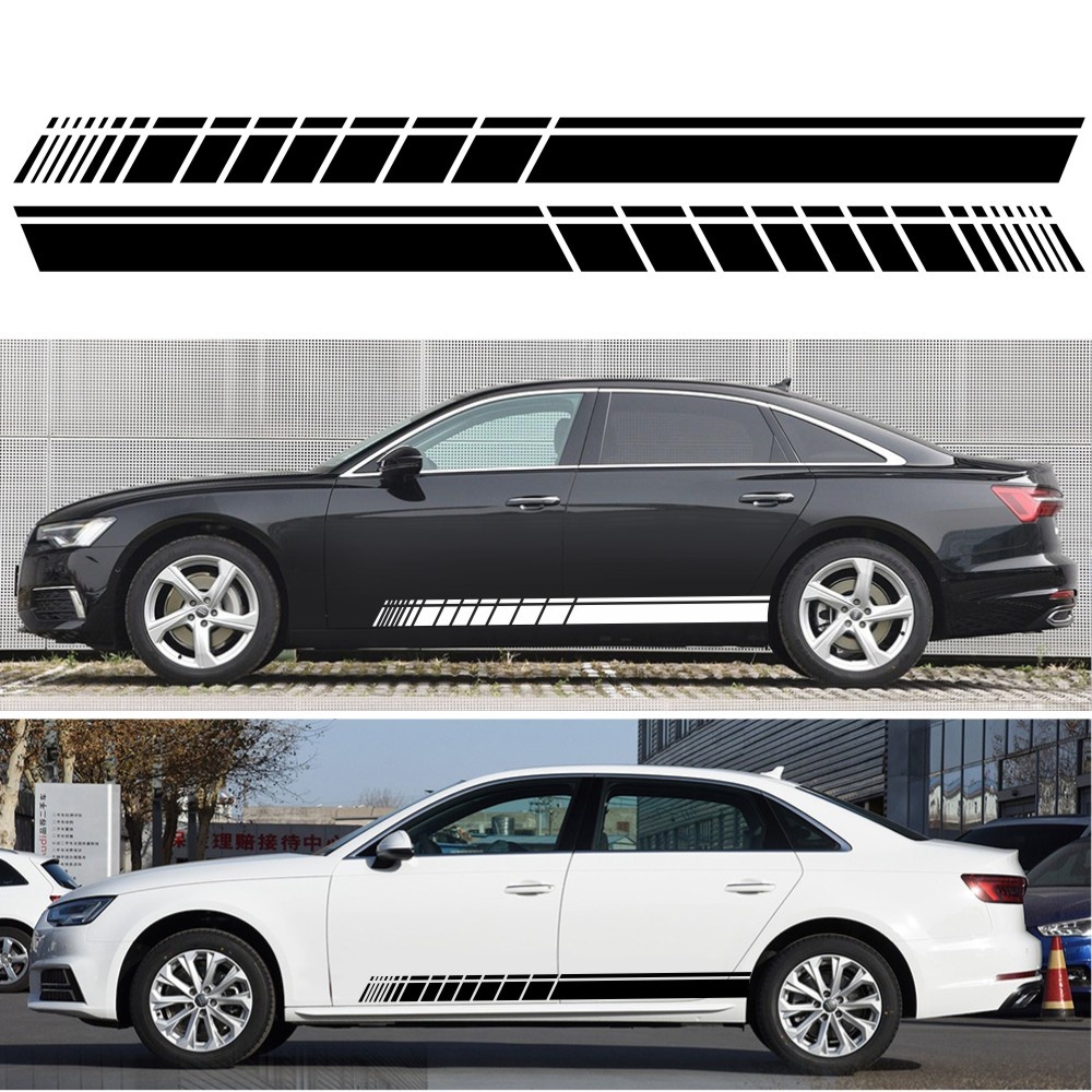 2 Pcs 183 * 11cm Car Stickers Auto Body Vinyl Long Decals Waterproof Striped Diy Sticker Style; red - Image 2