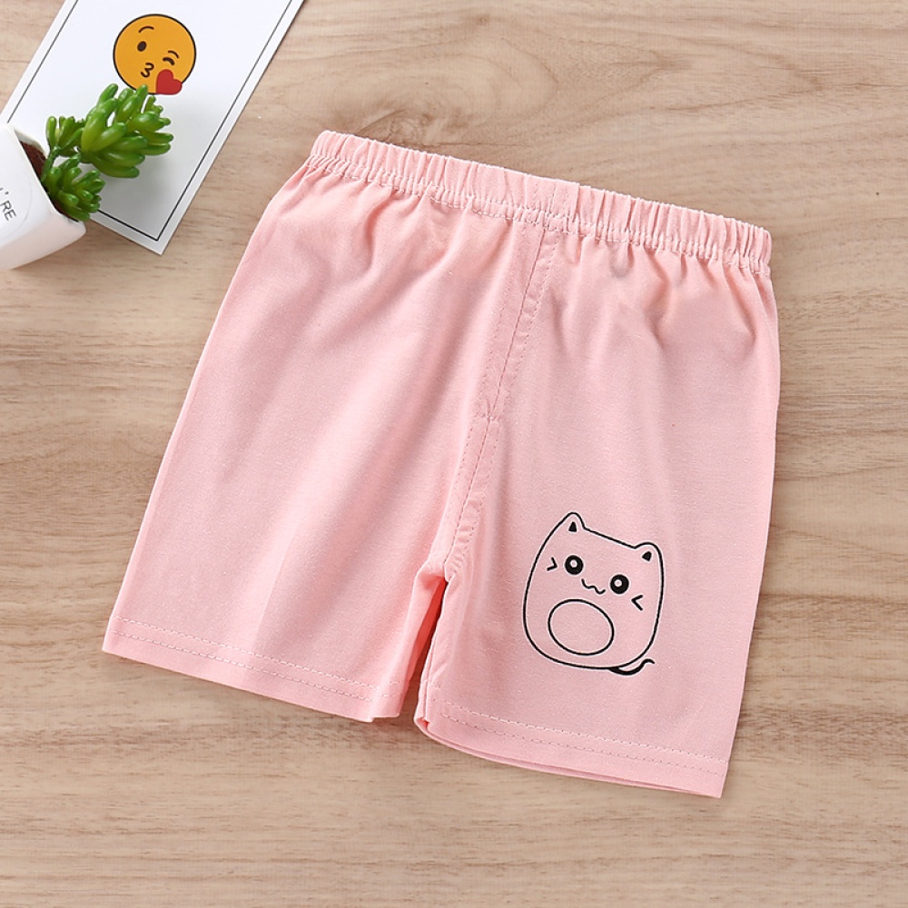 Kids Cotton Shorts Cute Cartoon Printing Summer Breathable Casual Short Pants For 0-7 Years Old Boys Girls pink cat 6-7Y 80#130CM - Image 3