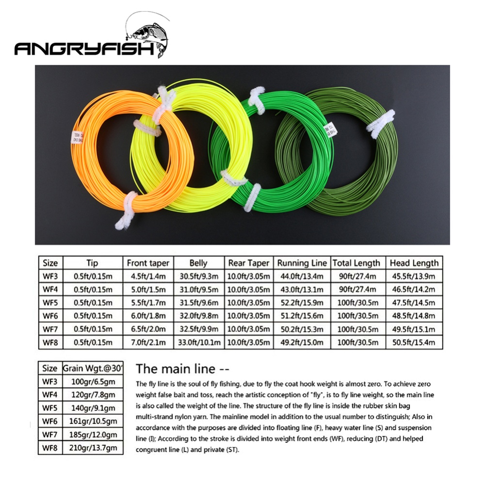 ANGRYFISH WF 5F/6F/7F 100FT Dloating Fly Fishing Line Weight Forward Floating Nylon Backing Tippet Tapered Leader Loop Yellow WF5 - Image 3