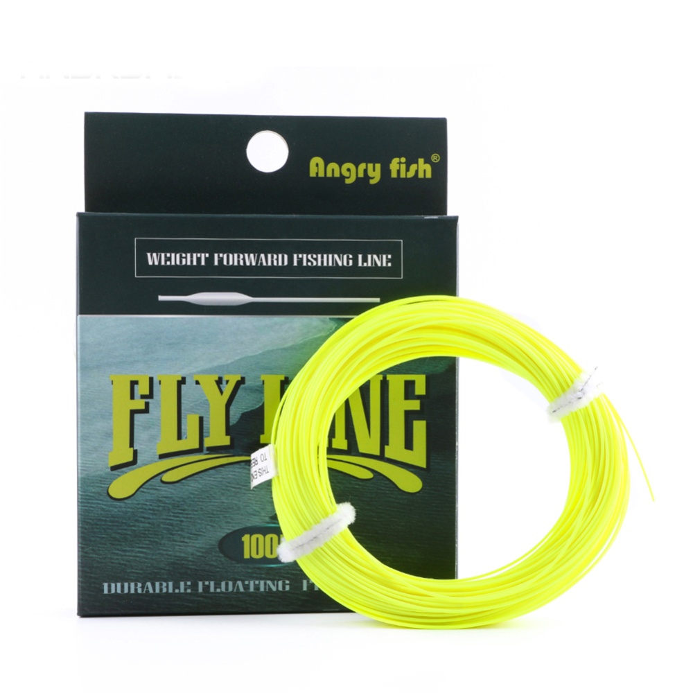 ANGRYFISH WF 5F/6F/7F 100FT Dloating Fly Fishing Line Weight Forward Floating Nylon Backing Tippet Tapered Leader Loop Yellow WF5 - Image 2