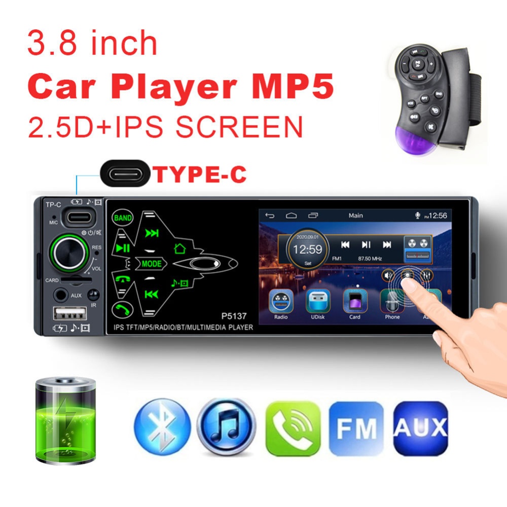 Car Radio 3.8-inch Ips Full Touch-screen Mp5 Player Pm3 Bluetooth with 4 light camera - Image 3