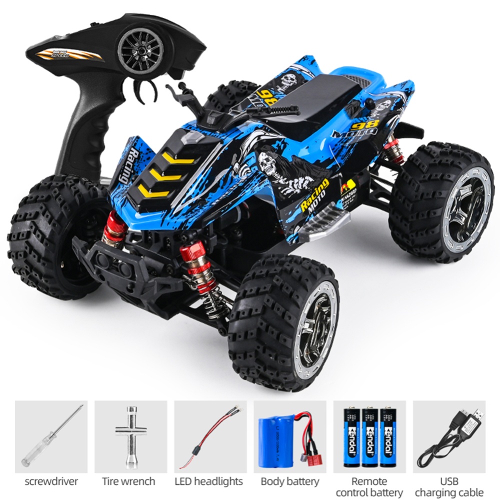 866-169 45km/h 1:16 2.4g Full-scale High Speed Car Toys 3-wire High-torque Steering Gear 550 Motor (with Brush) Remote Control Blue - Image 3