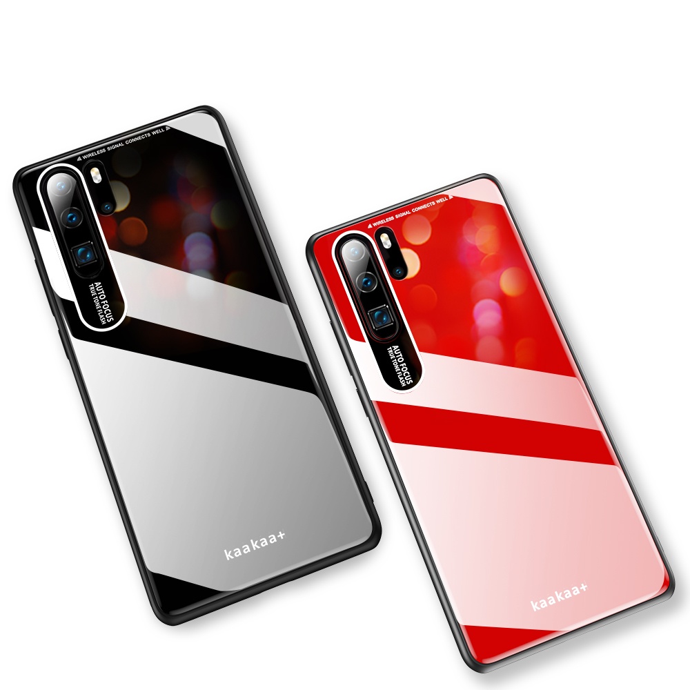 HUAWEI P30 Pro Simple Solid Color Acrylic Backboard + TPU Soft Edge Anti-scratch Anti-fall Protective Back Case black - Image 3