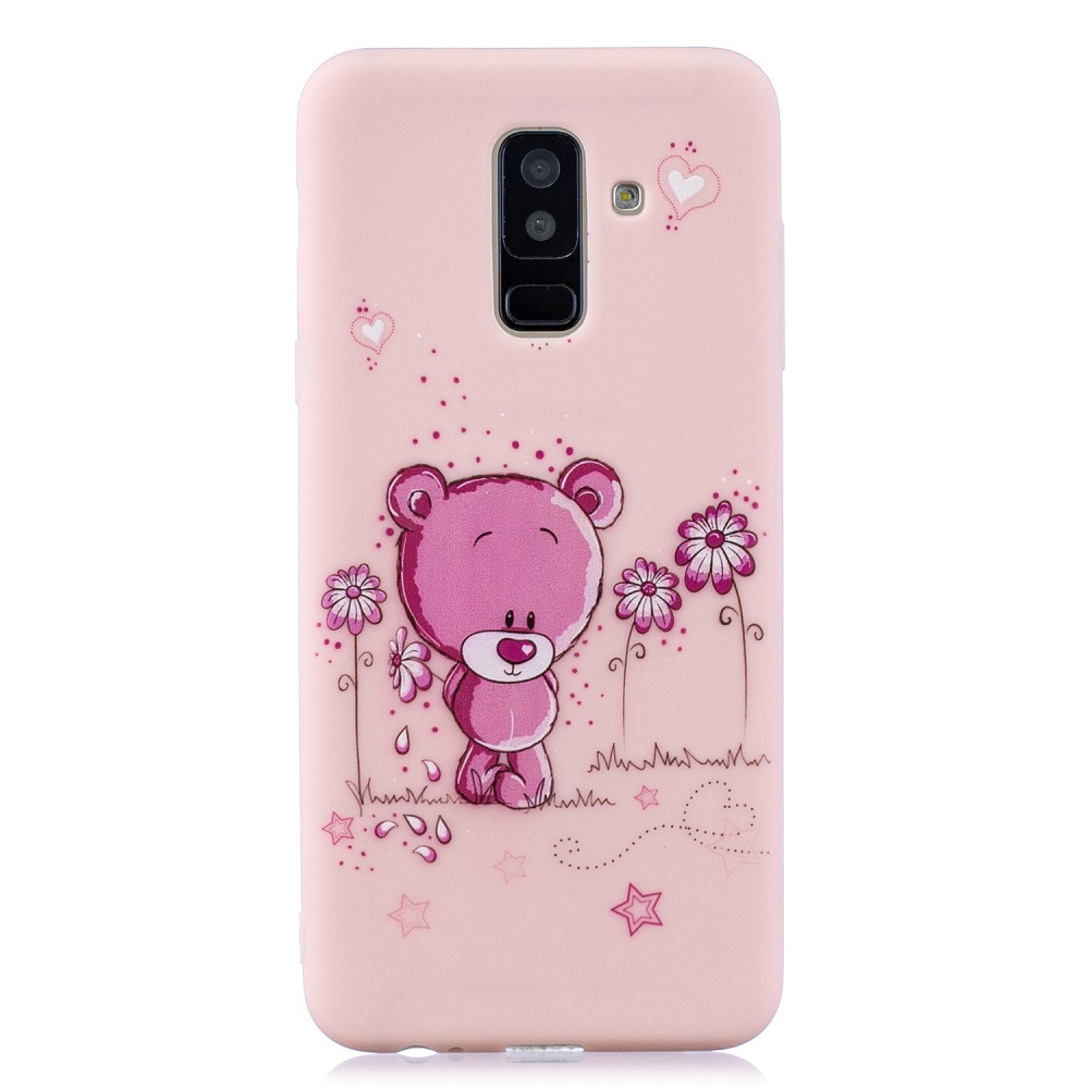 For Samsung A6 plus 2018 Cute Coloured Painted TPU Anti-scratch Non-slip Protective Cover Back Case with Lanyard Light pink - Image 3