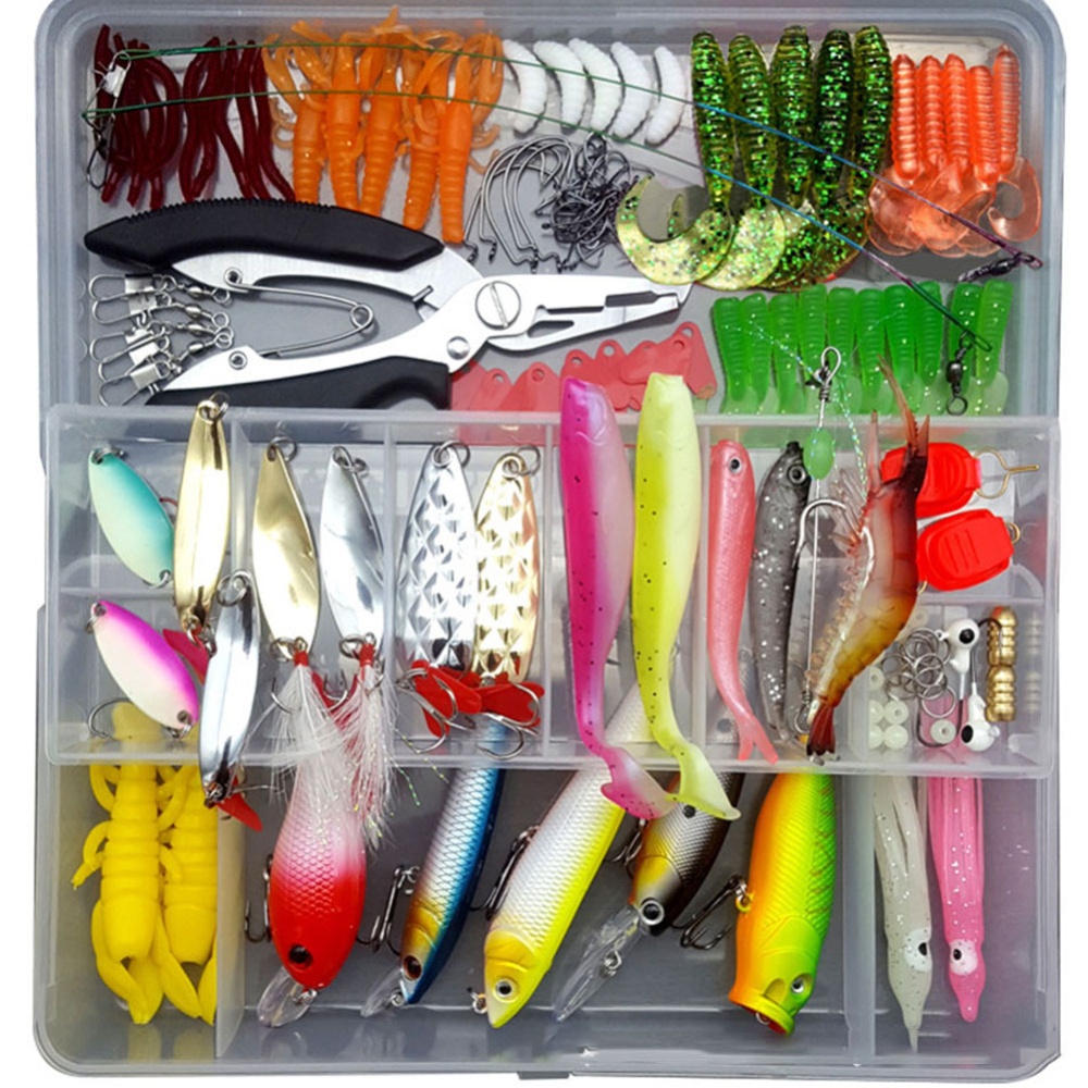 75pcs/94pcs/122pcs/142pcs Fishing Lures Set Spoon Hooks Minnow Pilers Hard Lure Kit In Box Gear Accessories 75 pieces (random color) - Image 3