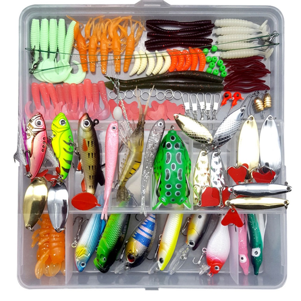 75pcs/94pcs/122pcs/142pcs Fishing Lures Set Spoon Hooks Minnow Pilers Hard Lure Kit In Box Gear Accessories 75 pieces (random color) - Image 2