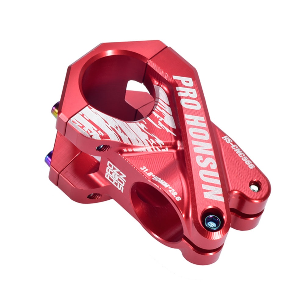 Colorful Bike Stem 28.6mm*31.8mm Hollow Short Cnc Mountain Bicycle Handlebar 50MM / red_50MM 0 degree - Image 2