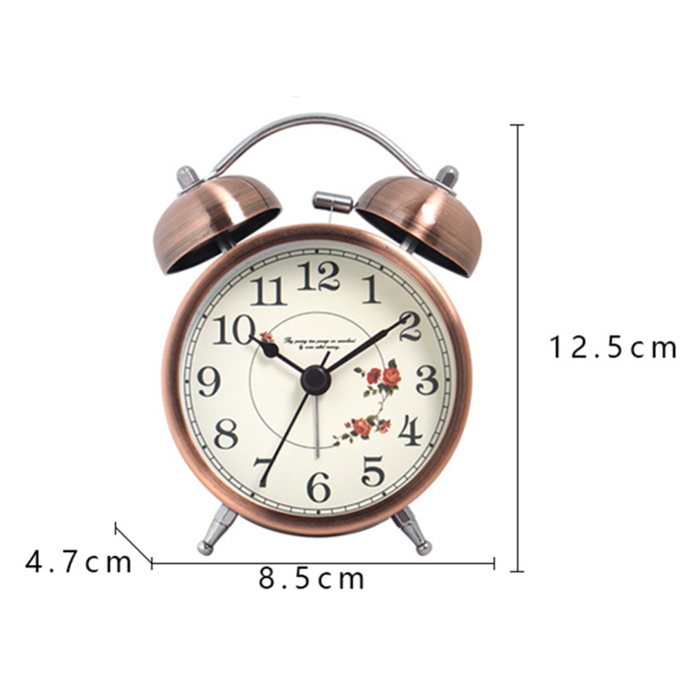 Luminous Retro Twin Bell Loud Alarm Clock Super Silent Non Ticking Table For Home Office luminous - Image 2